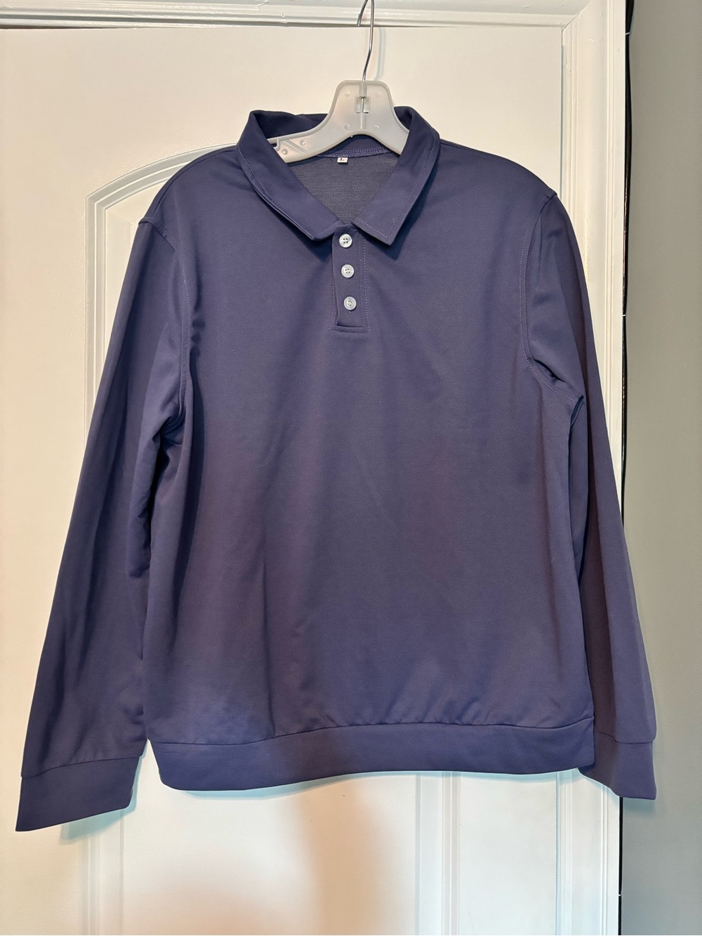 Long-Sleeve Polo Shirt in Deep Blue 95% Polyester 5% Spandex
